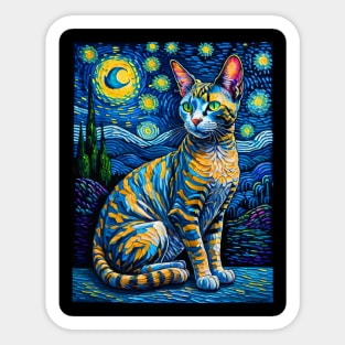 The Devon Rex Cat in starry night Sticker